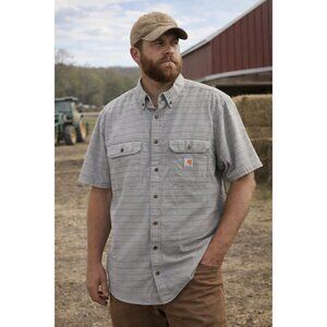 Carhartt Men's Loose Fit Midweight Short Sleeve Striped Button front size XL
